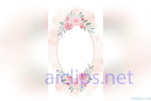 wedding Floral Watercolor Frame for Invitations 02