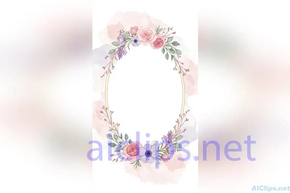 wedding Floral Watercolor Frame for Invitations 01