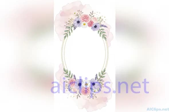 wedding Floral Watercolor Frame for Invitations