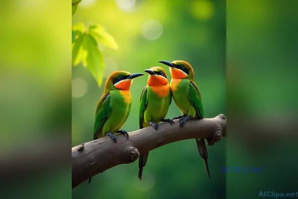 Colorful Birds on a Branch - Nature Photography