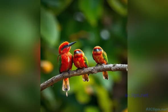 Stunning Tropical Birds Perched on a Branch