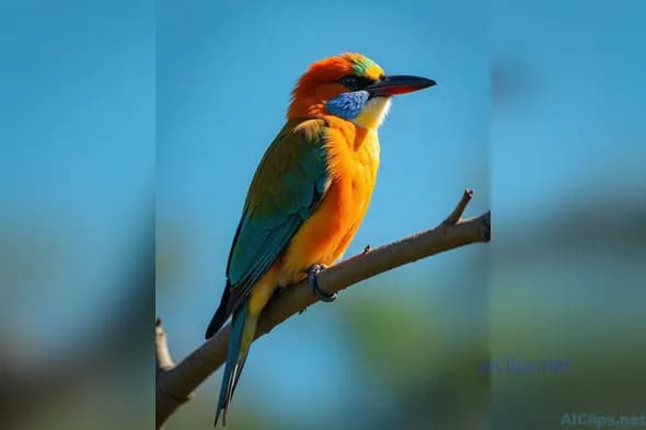 Vibrant Bird on a Branch: Captivating Wildlife Photography