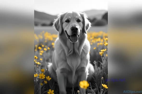 Golden Retriever in Blooming Nature: Professional Image