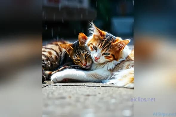 Adorable Cats Cuddling - High-Quality Pet Photography