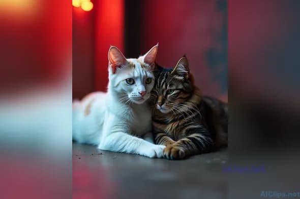 Charming Cats in Cozy Setting: Perfect for Pet Lovers