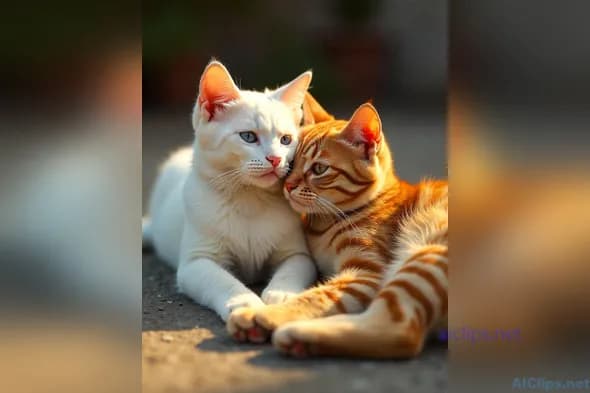 Adorable Cats in Cozy Companionship