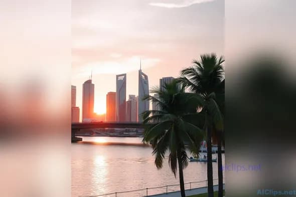 Stunning Urban Sunset with Palm Trees