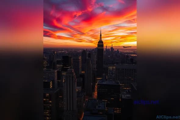Stunning NYC Skyline at Sunset: Aerial View