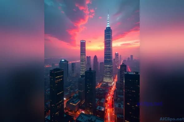 Stunning Urban Sunset Over City Skyline