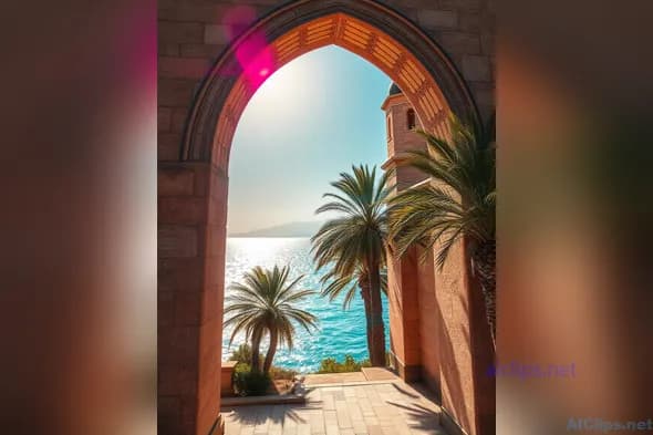 Stunning Ocean View Through Archway: A Scenic Escape