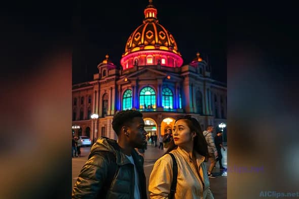 Romantic Nightscape: City Life at Twilight