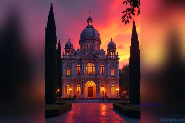 Stunning Sunset Over Architectural Gem