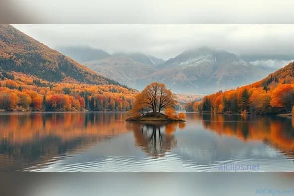 Breathtaking Autumn Landscape with Reflective Waters