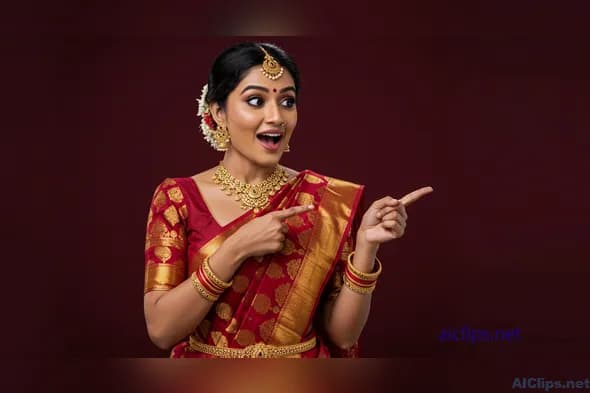 Vibrant Traditional Indian Woman in Saree ‚Äì Commercial Use