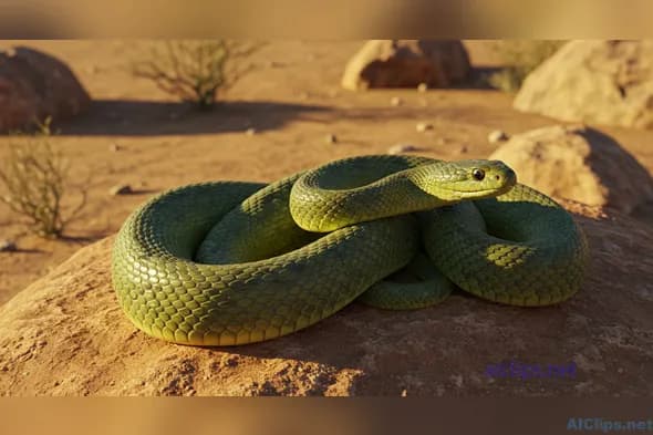 Realistic Green Snake Image for Commercial Use