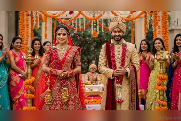 Joyful Indian Wedding Ceremony Celebration
