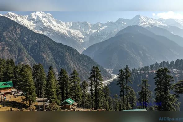 Stunning Himalayan Landscape with Lush Pine Forests