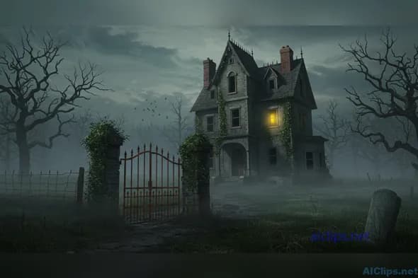 Haunting Vintage House with Atmospheric Fog
