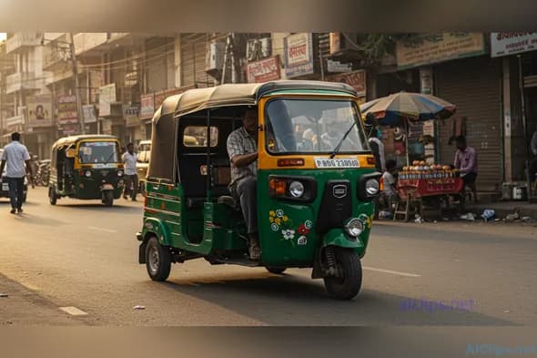 Vibrant Auto Rickshaw in Urban Indian Street Scene