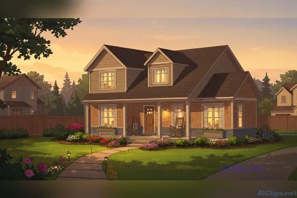 Charming Home Illustration for Commercial Use