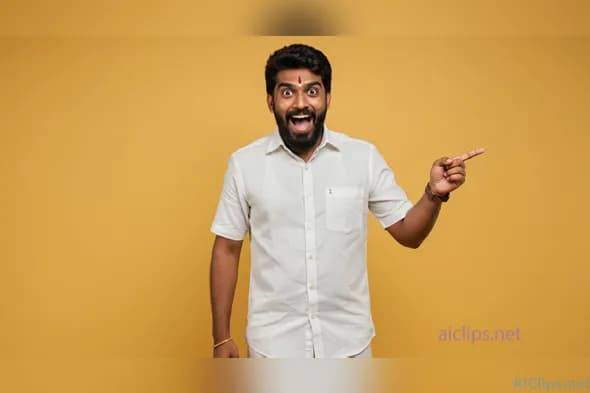 Excited Man Pointing: Professional Stock Image