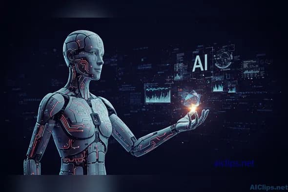 Futuristic AI Robot Holding Digital Insights