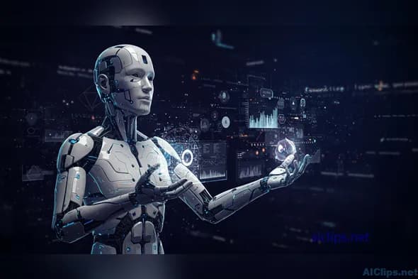 Futuristic AI Interaction with Data Visualization