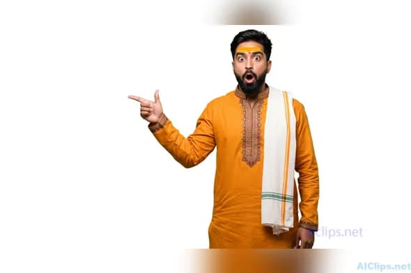 Vibrant Indian Man in Traditional Attire Gesture