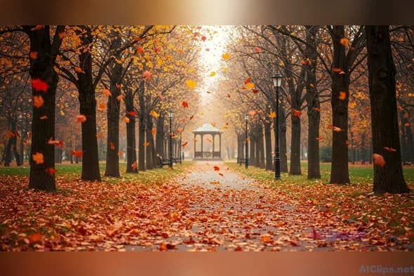 Serene Autumn Pathway with Colorful Leaves