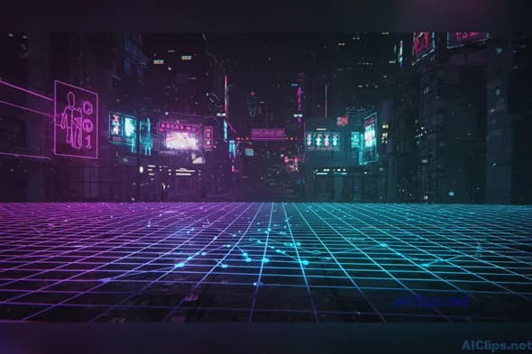 Futuristic Cityscape with Neon Glow Background