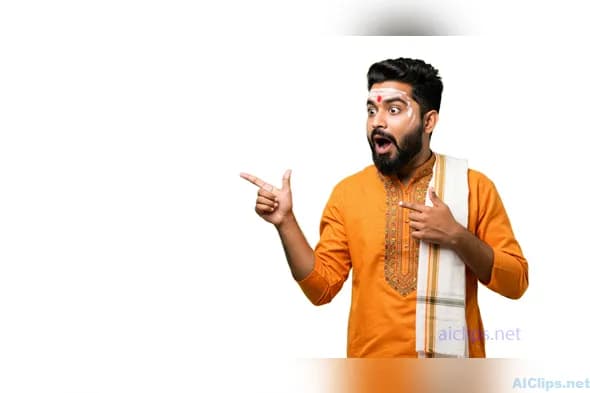 Excited Man in Traditional Attire Expressing Surprise