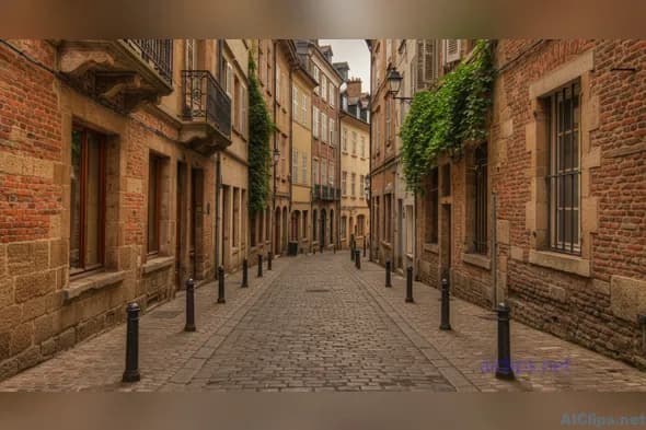 Charming Cobblestone Street in Tranquil European Village