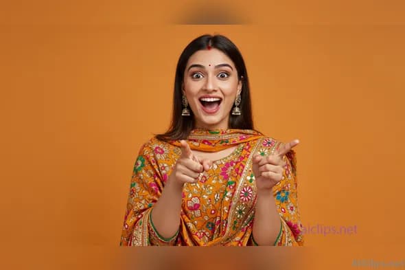 Vibrant Joy: Happy Woman in Traditional Indian Attire