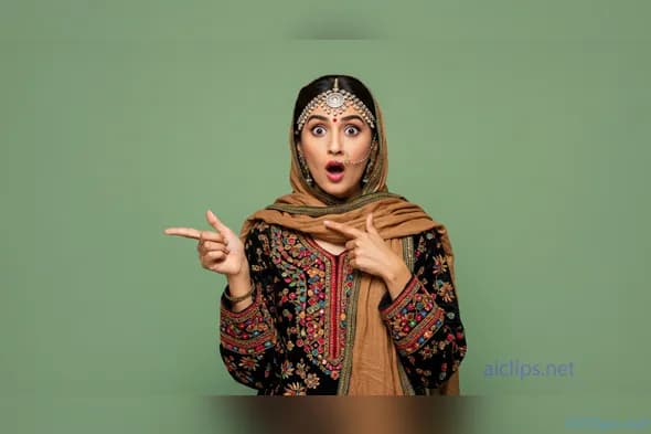 Elegant Indian Woman in Ethnic Dress with Surprise Expression