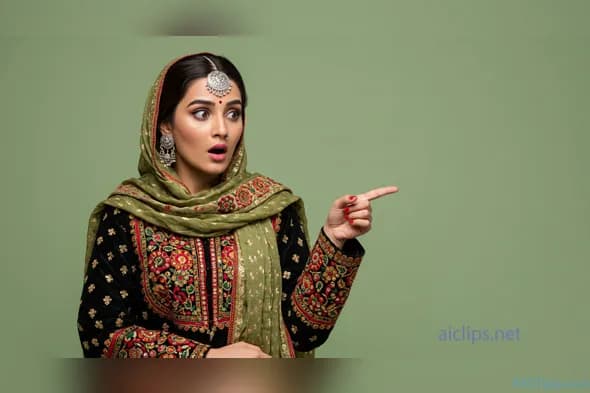 Traditional Ethnic Fashion Portrait Showing Surprise