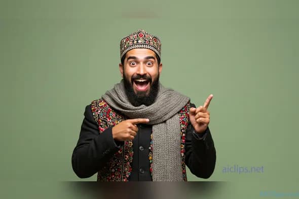 Excited Man in Traditional Attire Showing Enthusiasm