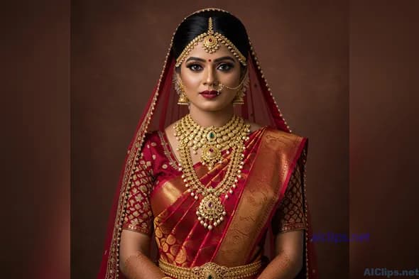 Elegant Indian Bride Portrait in Traditional Attire