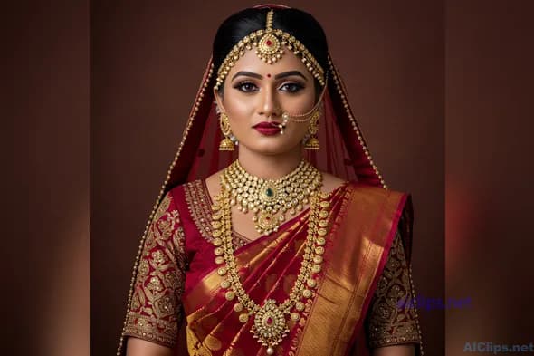 Elegant Traditional Indian Bridal Look with Jewelry