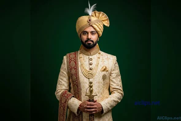 Elegant Traditional Indian Male Attire Portrait