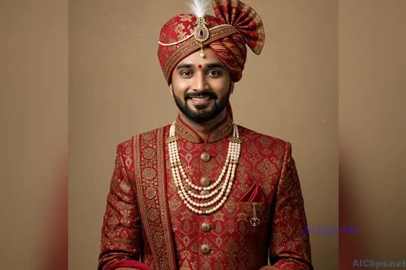 Elegant Traditional Indian Attire Portrait - Wedding Style