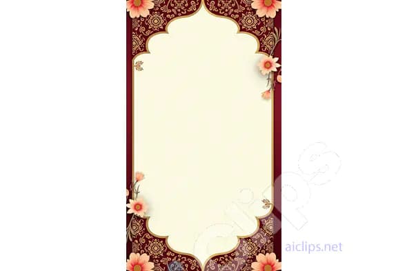 Luxurious Floral Frame with Ornate Red and Gold Design