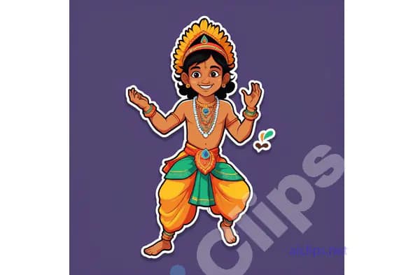 Happy Krishna Cartoon Sticker