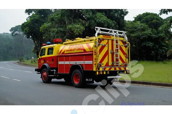 Emergency Fire Truck on Rural Road