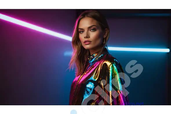 Neon-Infused Metallic Fashion Portrait