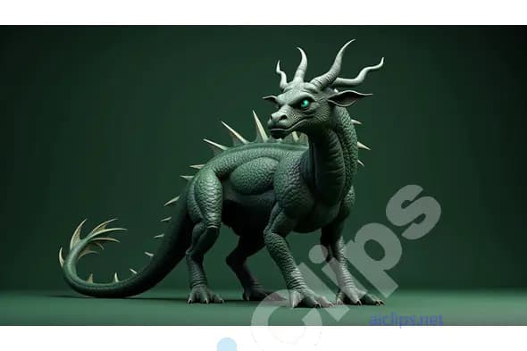 Majestic 3D Green Dragon Character