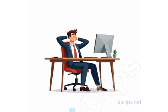 Relaxed Businessman at Desk Vector Illustration