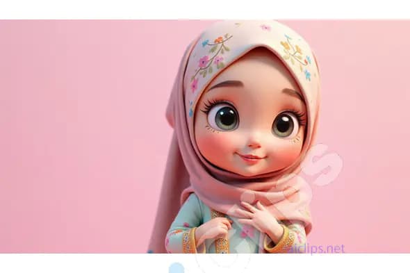 Adorable Hijabi Girl - Cute Cartoon Character