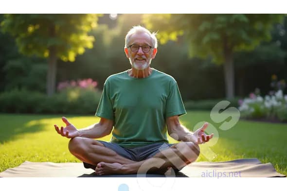 Elderly Man Practicing Yoga Outdoors