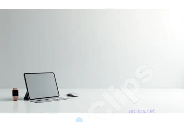 Minimalist Desk Setup with Tablet, Smartwatch, and Stylus - Modern Workspace