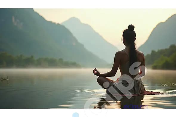 Tranquil Meditation at Sunrise by the Lake